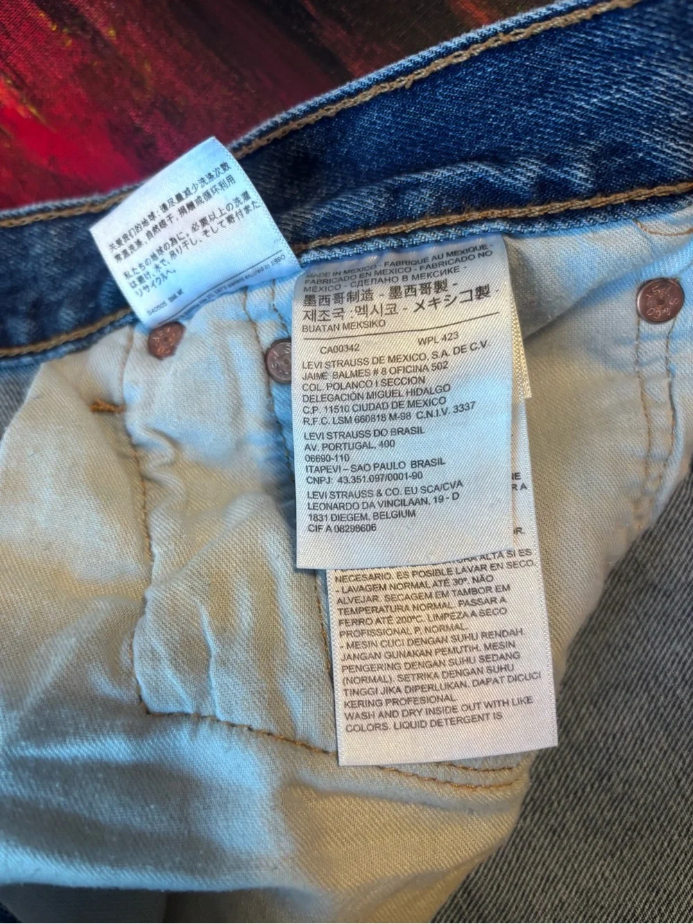 Levi's 501 Men's Blue Denim Straight Jeans with Red Tab 35x34